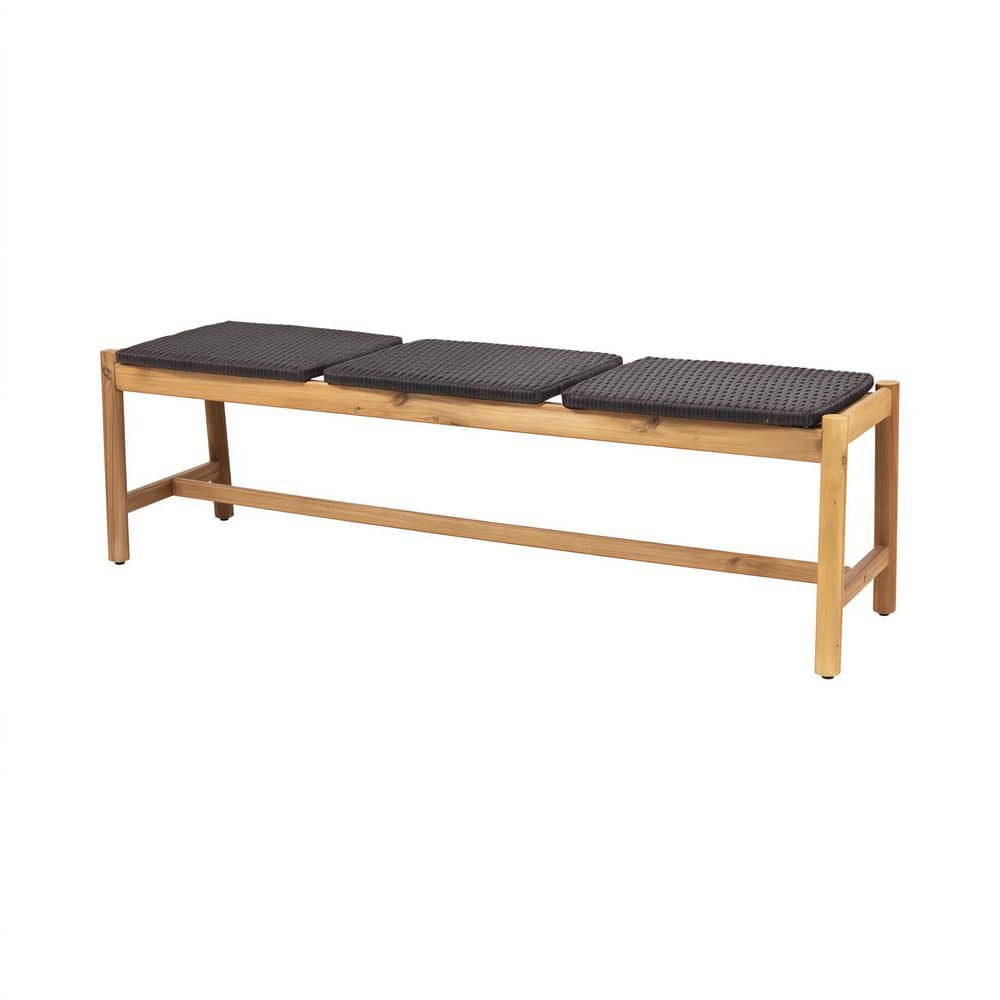3 seater outdoor bench, acacia wood with teak finish, 61. 5x16. 25x17. 75 in, rustic country, easy setup, all-weather price history on PriceWatchPro