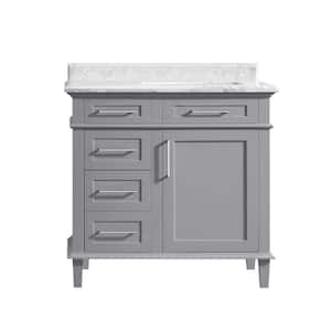 Sonoma 36 in. W x 22 in. D x 34 in. H Single Sink Bath Vanity in Pebble Gray with Carrara Marble Top