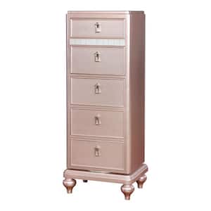 Kloe Rose Gold 5-Drawer 23 in. Wide Chest of Drawers with Mirror Trim