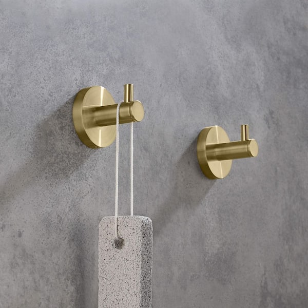 Bathroom Accessories Knob Robe/Towel Hook Wall Mounted in Brushed Gold