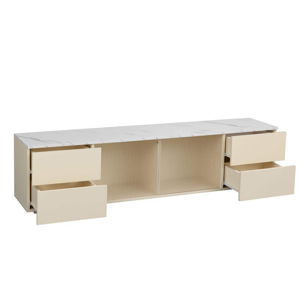 62.99 in. W x 13.78 in. D x 15.75 in. H Bathroom Beige Linen Cabinet