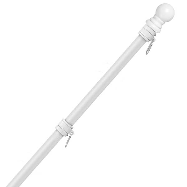 6FT Series 1 in. Adjustable Stainless Steel Flag Pole Kit Professional Outdoor Tangle Resistant White
