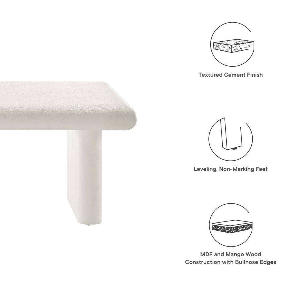 White Concrete Textured MDF Mango Wood Coffee Table