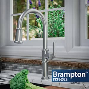 Brampton Single Handle Pull-Down Sprayer Kitchen Faucet in Stainless Steel