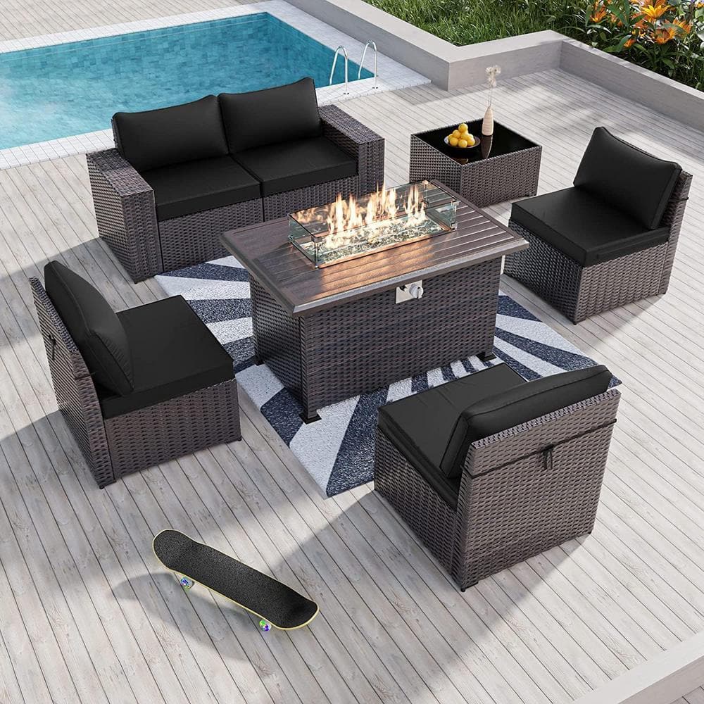 HOOOWOOO Kelleys 9-Piece Wicker Modern Outdoor Patio