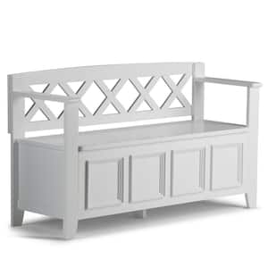 Amherst Solid Wood 48 in. Wide Transitional Entryway Storage Bench in White