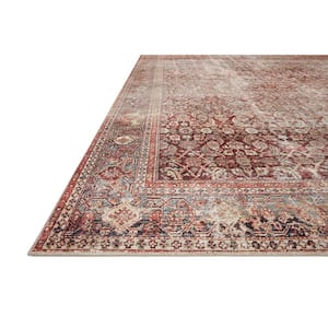 Layla Cinnamon/Sage 7 ft. 6 in. x 9 ft. 6 in. Distressed Bohemian Printed Area Rug