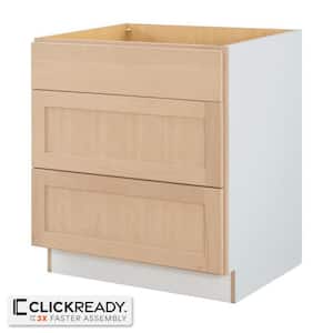 30 in. W x 24 in. D x 34.5 in. H Ready to Assemble Drawer Base Kitchen Cabinet in Unfinished with CLICKREADY Technology