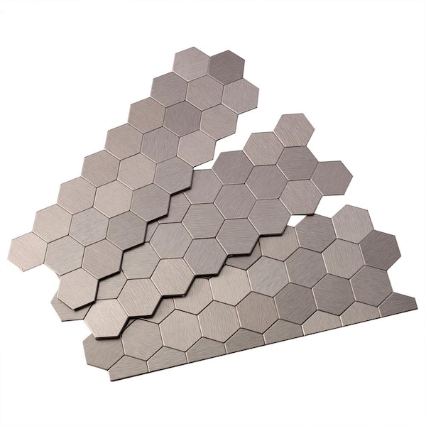Aspect Honeycomb Matted 12 in. x 4 in. Brushed Stainless Metal Decorative Tile Backsplash (1 sq. ft.)