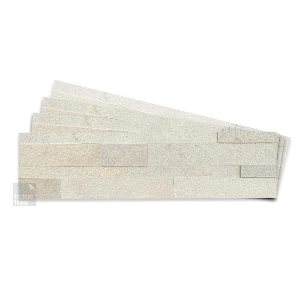 Tic Tac Tiles 12-Sheets Beige 24 in. x 6 in. Peel, Stick Self-Adhesive Decorative 3D Stone Tile Backsplash [11.6 sq.ft./Pack]