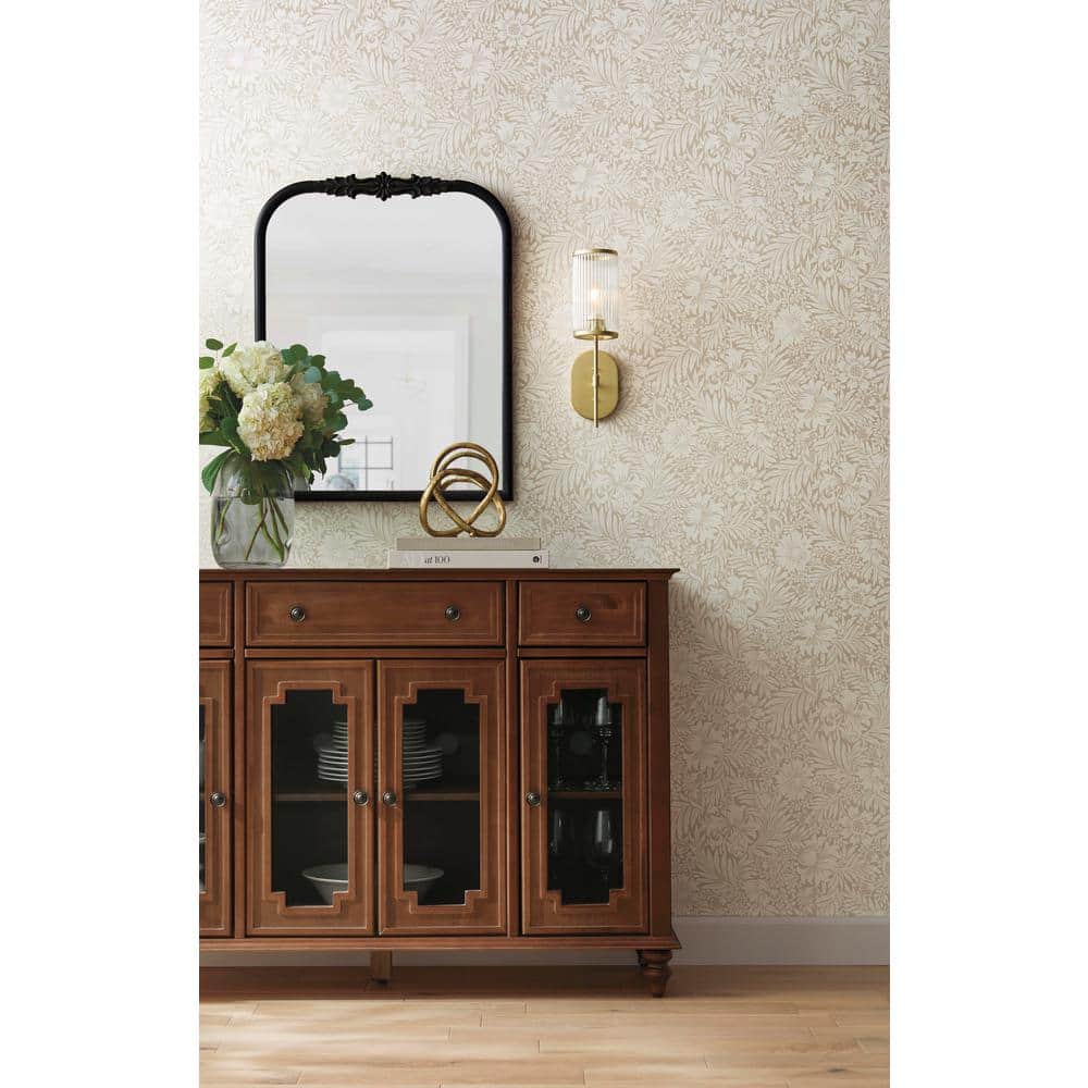 Wicker Beige Floral Peel and Stick Wallpaper