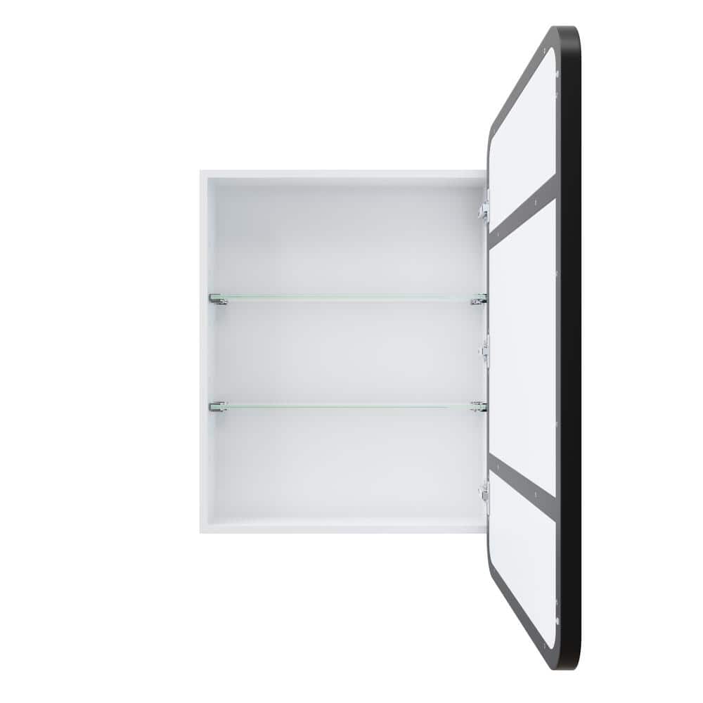 Black Stainless Steel Recessed Medicine Cabinet with Mirror
