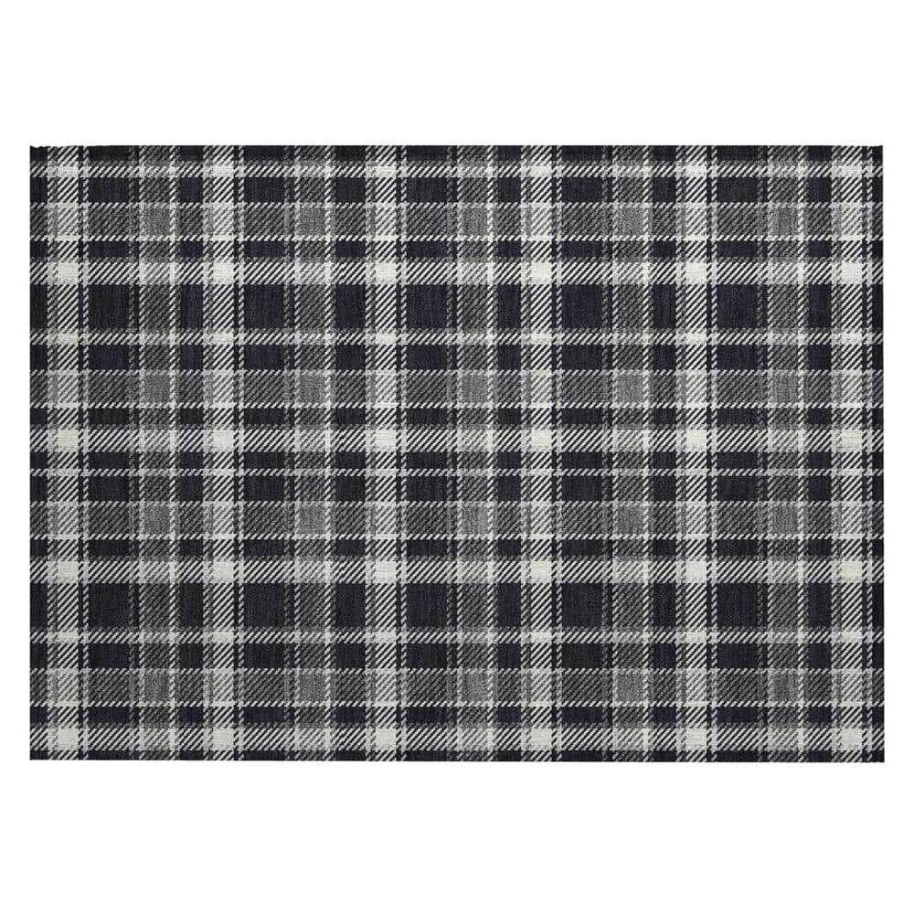 Black Gray and White 2 ft. x 3 ft. Woven Plaid Rectangle Indoor/Outdoor Area Rug price history on PriceWatchPro