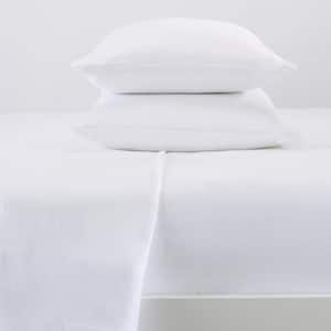 4-Piece White Solid 100% Premium Cotton Queen Flannel Sheet Set