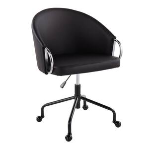 Claire Faux Leather Adjustable Height Task Chair in Black Faux Leather and Chrome Metal