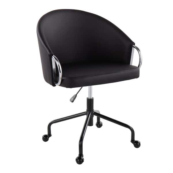 Lumisource Claire Faux Leather Adjustable Height Task Chair in Black Faux Leather and Chrome Metal