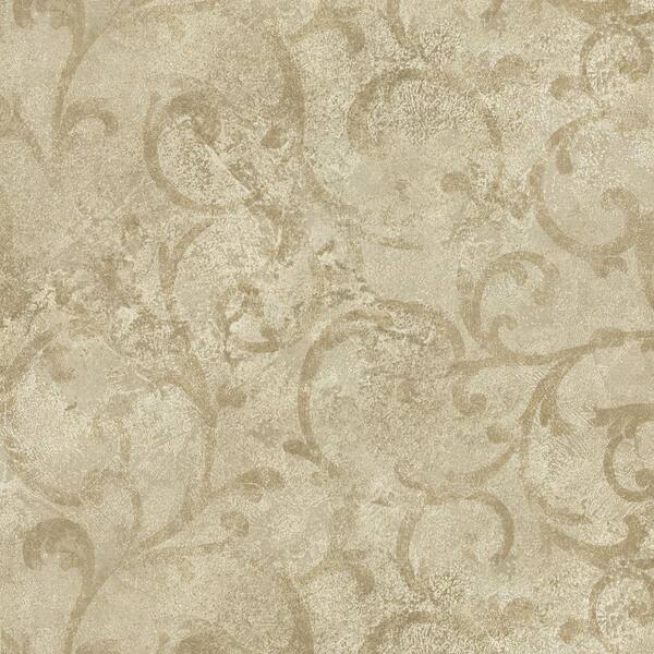 Brewster 56 sq. ft. Marble Textured Scroll Wallpaper