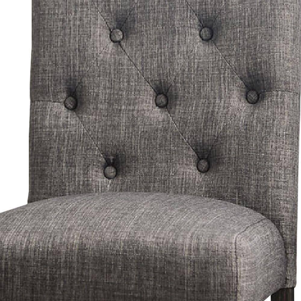 Elegant Gray Upholstered Dining Chair with Button-Tufted Back
