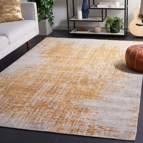 Mirage 6 ft. x 9 ft. Gray/Gold Distressed Striped Area Rug