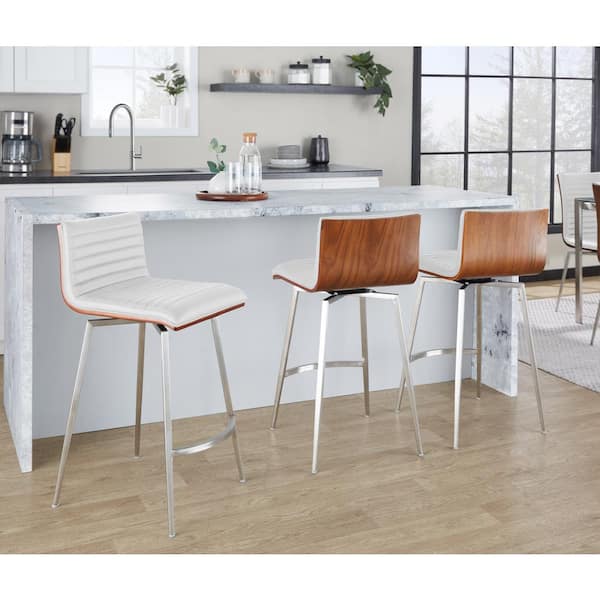 Mason 26 in. White Faux Leather Counter Stool (Set of 2)