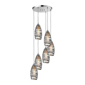 Truckee 6-Light Polished Chrome Mini Pendant Light with Glass Shade