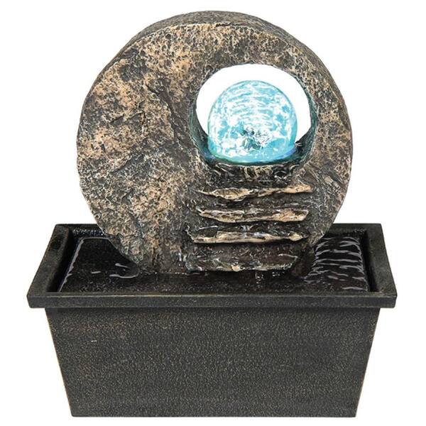 ORE International 8.5 in. Brown Table Fountain with LED Light