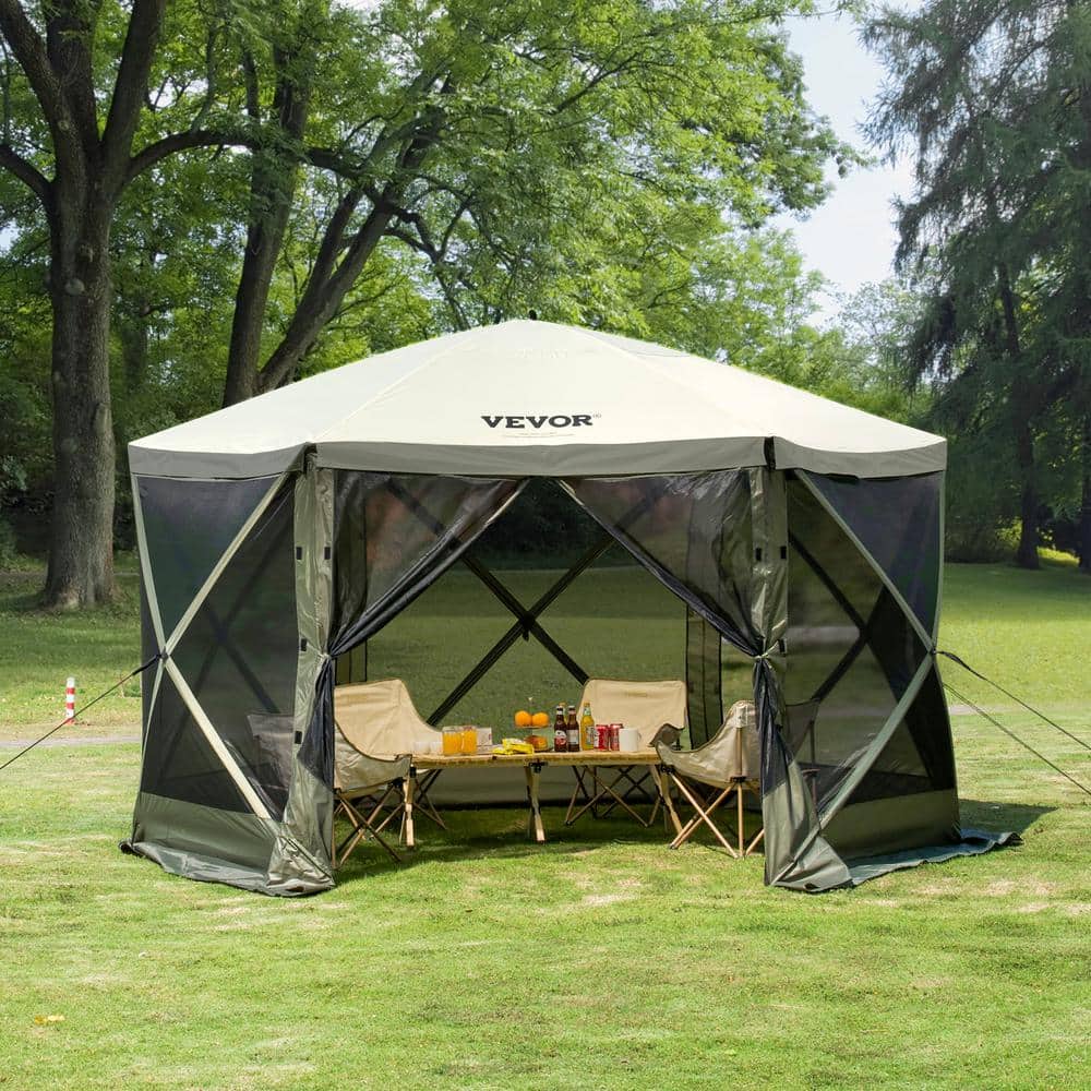 Vevor 12x12 ft Gray Hexagon Folding Canopy Gazebo