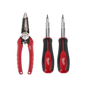 Comfort Grip 6-in-1 Pliers with 11-in-1 Multi-Tip Screwdriver with Square Drive Bits (2-Pack)