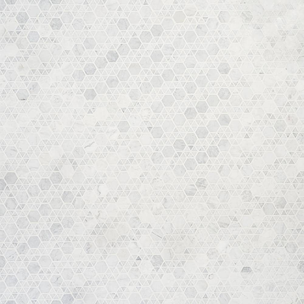 Ivy Hill Tile Koror White Carrara 4 in. x 0.39 in. Matte Marble Floor and  Wall Mosaic Tile Sample EXT3RD106288 - The Home Depot