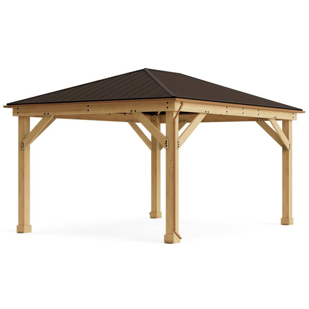 Yardistry Meridian 12 ft. x 16 ft. Outdoor Patio Shade Gazebo with ...