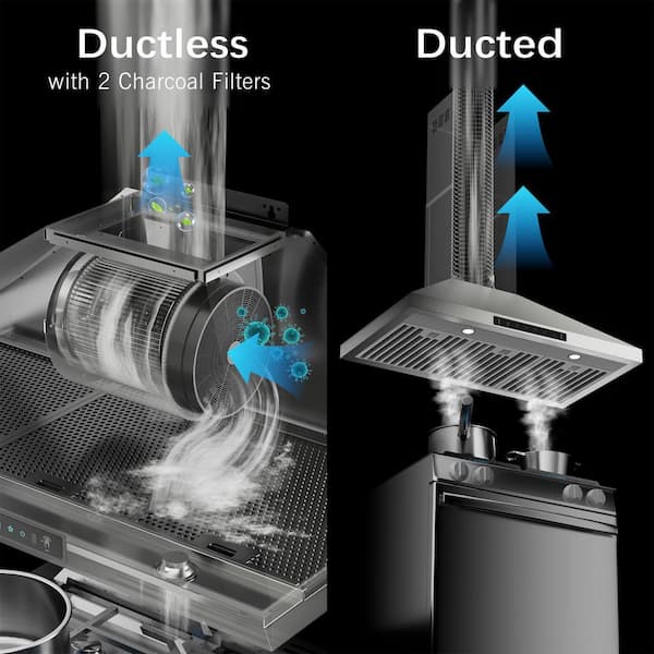 VIKIO 35.75 in. 780 CFM Ducted Wall Mount Range Hood in