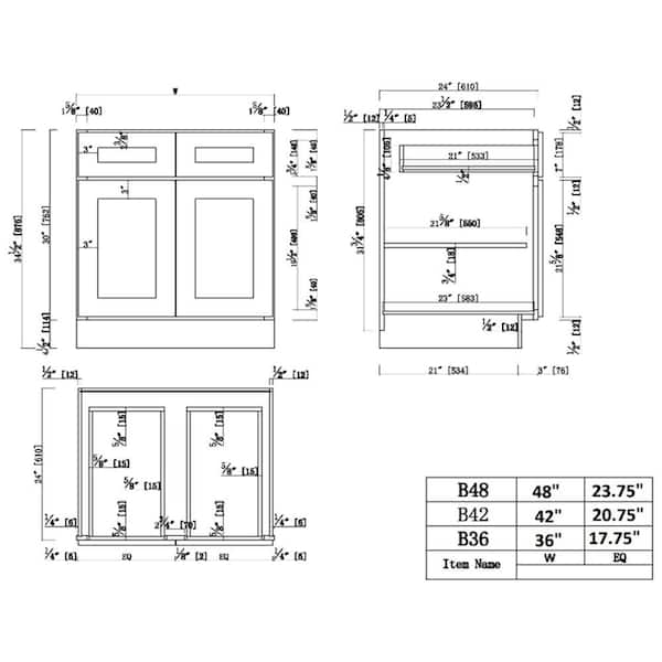 Design House 561423 48 x 34.5 x 24 in. Brookings Base Cabinet White