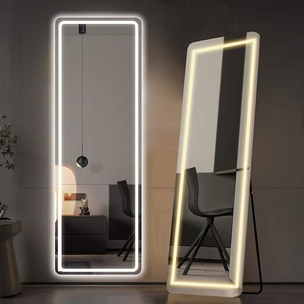 Yangming Luxurious 21 in. W x 64 in. H Silver Full Body Mirror Frameless with Dimming and 3 Color LED Light
