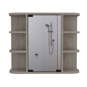 23.6 in. W x 19.6 in. H Gray Rectangular Wood Recessed or Surface Mount Medicine Cabinet with Mirror