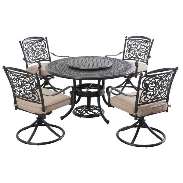 Sunjoy Renaissance 7-Piece Patio Dining Set with Beige Cushions