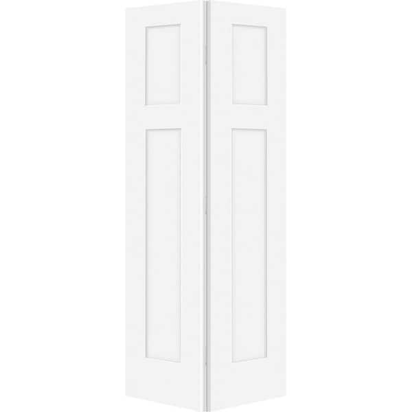 Steves & Sons 36 in. x 80 in. 3-Panel Craftsman Hollow Core White Primed Composite Interior Bifold Door