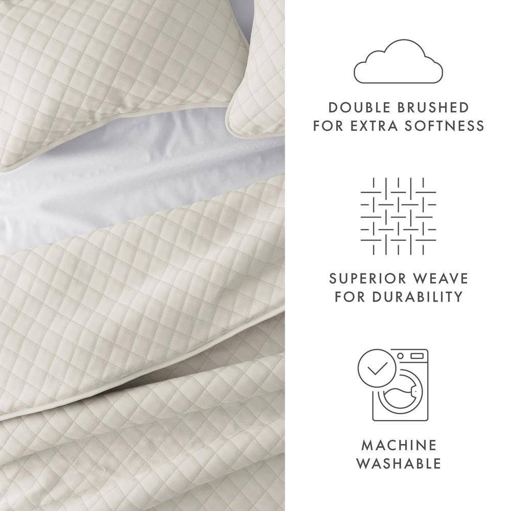 Natural Diamond Stitch Full Microfiber Quilt Set