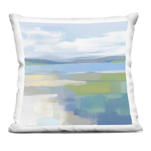 Quiet Cove Seascape Blue Print Zipper Polyester 18 in. X 18 in. Throw Pillow