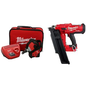 M12 Cordless Palm Nailer Kit with One 1.5Ah Battery, Charger with M18 FUEL 3-1/2 in. 18-Volt 21-Degree Framing Nailer
