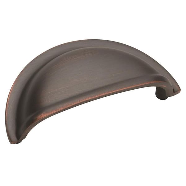 Amerock Solid Brass Cup Pulls Collection 3 in (76 mm) Oil-Rubbed Bronze Cabinet Cup Pull