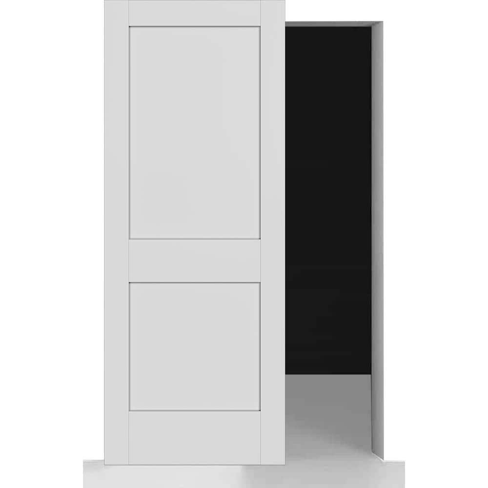 Shaker 2-Panel 24 in. x 80 in. Primed Composite Wood Hidden w/o Base Board Sliding Barn Door with Hardware Kit price history on PriceWatchPro
