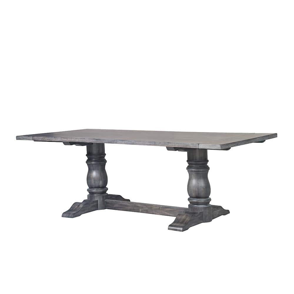 Rustic Weathered Gray Wood Rectangular Dining Table with Trestle Base