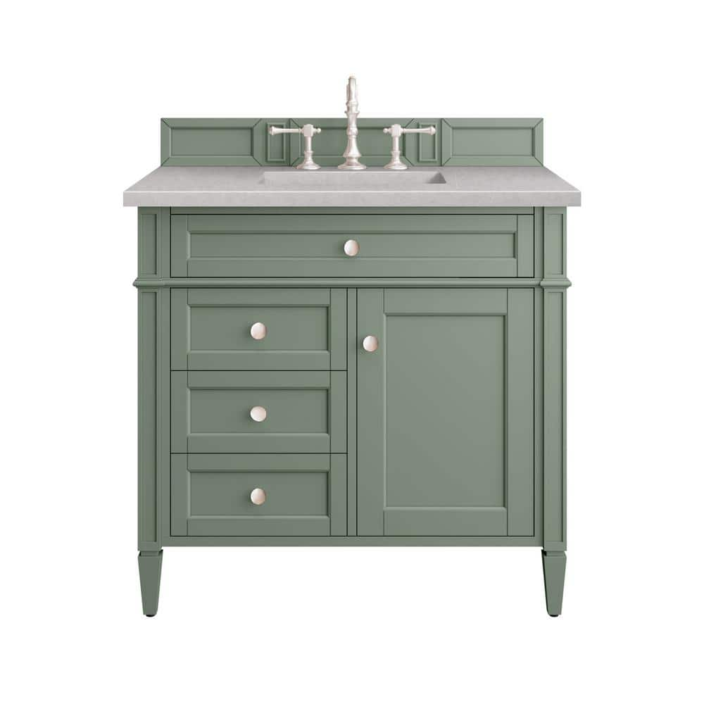 Brittany 36.0 in. W x 23.5 in. D x 33.8 in. H Bathroom Vanity in Smokey Celadon with Eternal Serena Quartz Top -  James Martin Vanities, 650-V36-SC-3ESR