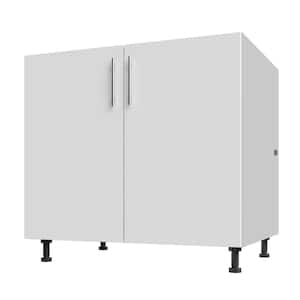 Miami Shell White Matte 36 in. x 27 in. x 34.5 in. Flat Panel Stock Assembled Base Kitchen Cabinet Full Height