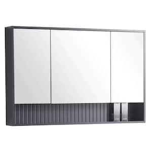 Venezian 45.5 in. W x 29.5 in. H Small Rectangular Rock Gray Wooden Surface Mount Medicine Cabinet with Mirror