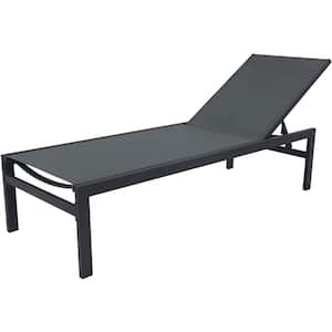 Modern Full Flat Aluminum Patio Reclining Adjustable Chaise Lounge with Sunbathing Textilence in Grey