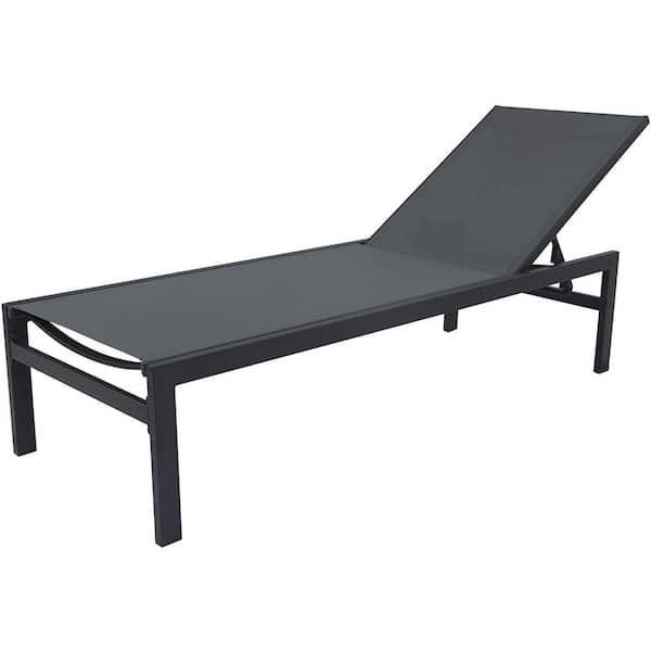 KOZYARD Modern Full Flat Aluminum Patio Reclining Adjustable Chaise Lounge with Sunbathing Textilence in Grey