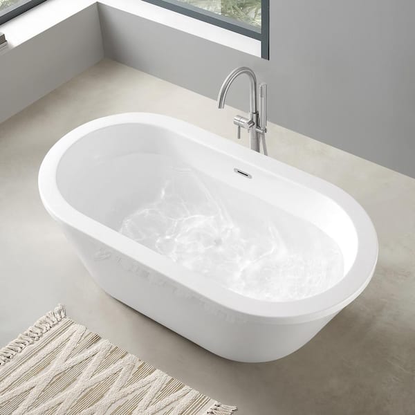Colton 63 in. Center Drain Freestanding Bathtub in Glossy White Colton 63 in. Center Drain Freestanding Bathtub in Glossy White