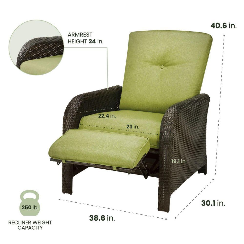 Cilantro Green Wicker and Steel Outdoor Reclining Lounge Chair