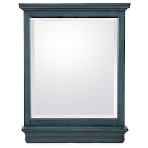 Cottage 29 in. W x 35.88 in. H Rectangular Wood Framed Wall Bathroom Vanity Mirror in Harbor Blue